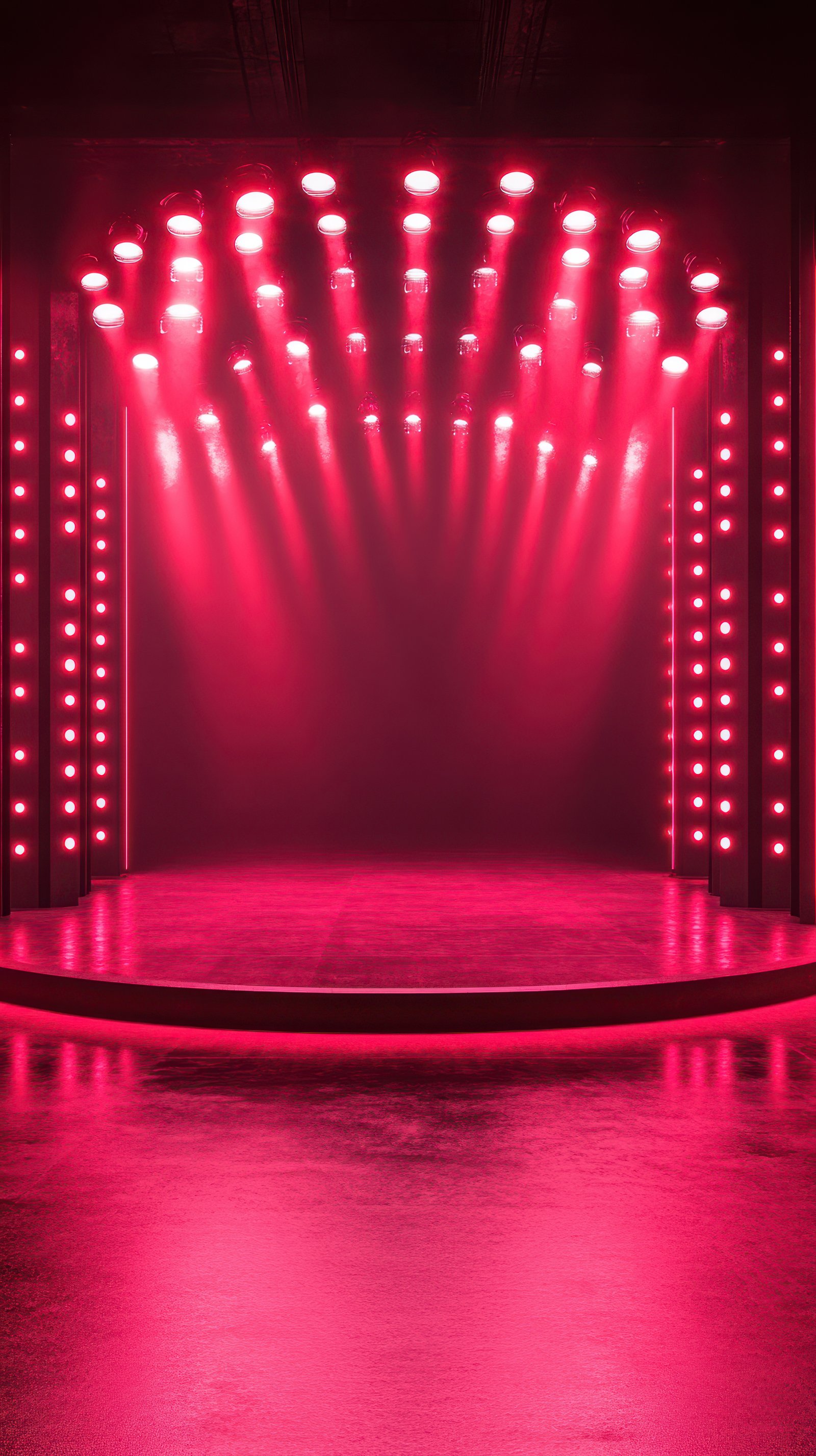 Bright pink spotlight stage set for a performance or event in a theater